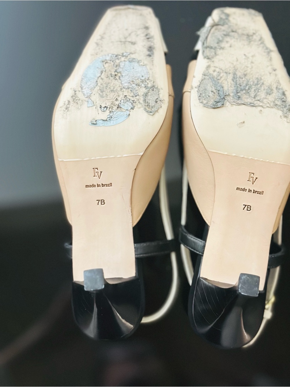 Frances Valentine Tri-Color Slingback Pumps in Beige, Black & White - Picture 8 of 8